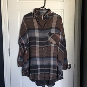 Free People Plaid Shirt Large Button Down